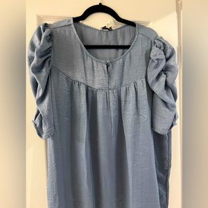 Baby blue, silky blouse